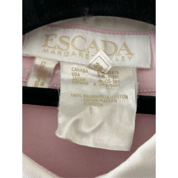 Vintage Escada Embroidered Snowflake Cotton Button-Up Blouse Pink Women’s Size 3 - Picture 6 of 8